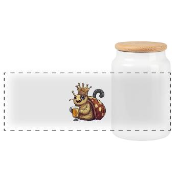 Snail Beer Funny - Panoramic Cookie Jar with Wooden Lid - white - Front