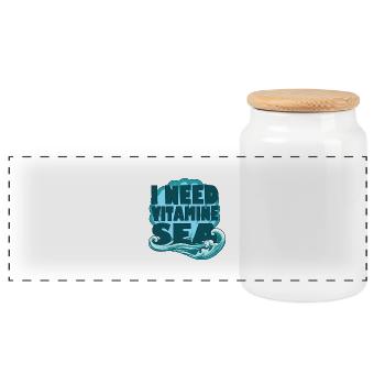 I Need Vitamin Sea – Perfect for Sea Lovers - Panoramic Cookie Jar with Wooden Lid - white - Front