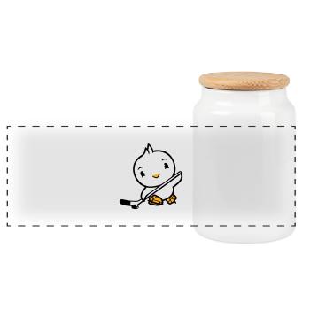 oiseau jouant au hockey sur glace sport rondelle bâton hobby - Boîte à biscuits avec couvercle en bois - blanc - Devant