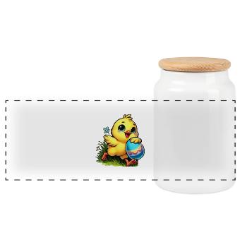 Chicks - Panoramic Cookie Jar with Wooden Lid - white - Front