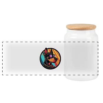 Doberman Chien Cool Été - Boîte à biscuits avec couvercle en bois - blanc - Devant