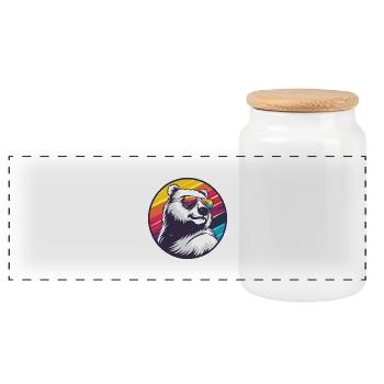 Ours polaire Cool Summer - Boîte à biscuits avec couvercle en bois - blanc - Devant