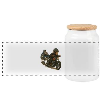 Chase - Panoramic Cookie Jar with Wooden Lid - white - Front