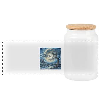 Yggdrasil – Arbre de vie - Boîte à biscuits avec couvercle en bois - blanc - Devant