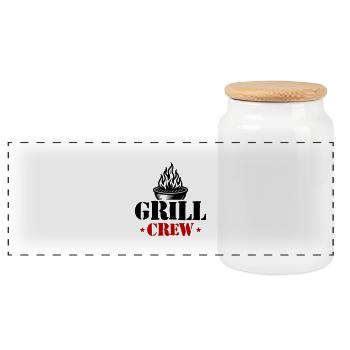 Grill Crew Grilling - Panoramic Cookie Jar with Wooden Lid - white - Front