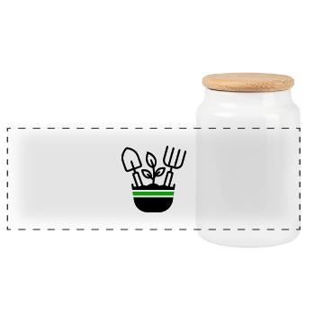 Gardening Gardener Icon - Panoramic Cookie Jar with Wooden Lid - white - Front