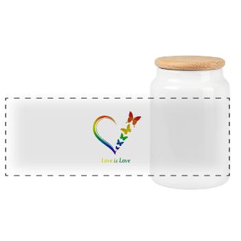 Papillons Cœur Arc-en-ciel « L’amour est l’amour » - Boîte à biscuits avec couvercle en bois - blanc - Devant