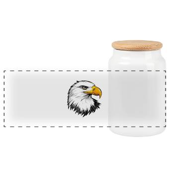 Eagle Head - Panoramic Cookie Jar with Wooden Lid - white - Front