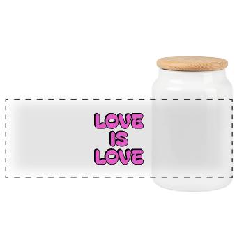 Love is Love bright pink gay pride - Panoramic Cookie Jar with Wooden Lid - white - Front
