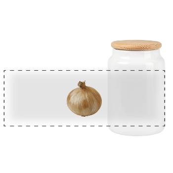 oignon - Boîte à biscuits avec couvercle en bois - blanc - Devant