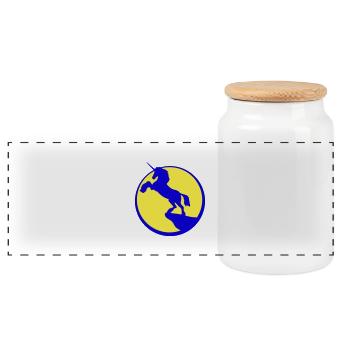 Licorne Falaise Lune Montagne Contour Nuit Silhouette - Boîte à biscuits avec couvercle en bois - blanc - Devant