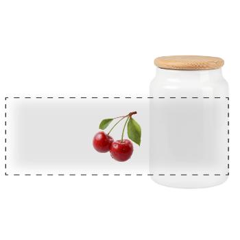 Cerises - Boîte à biscuits avec couvercle en bois - blanc - Devant
