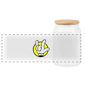 i love you sign - Panoramic Cookie Jar with Wooden Lid - white - Front