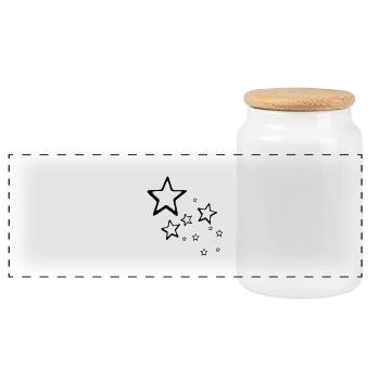 Stars - Panoramic Cookie Jar with Wooden Lid - white - Front