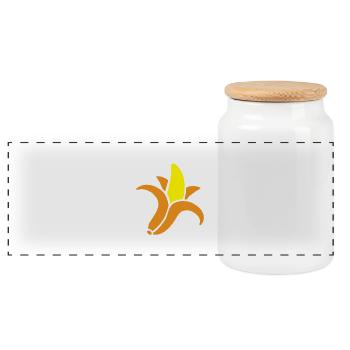 banana - Panoramic Cookie Jar with Wooden Lid - white - Front