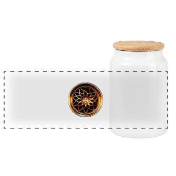 Car Rim - Panoramic Cookie Jar with Wooden Lid - white - Front