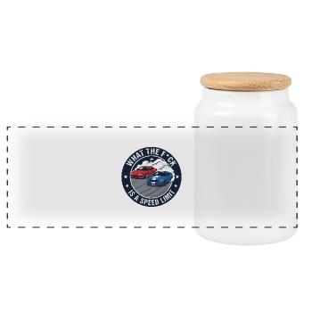 Drift Humor Circle Design - Panoramic Cookie Jar with Wooden Lid - white - Front