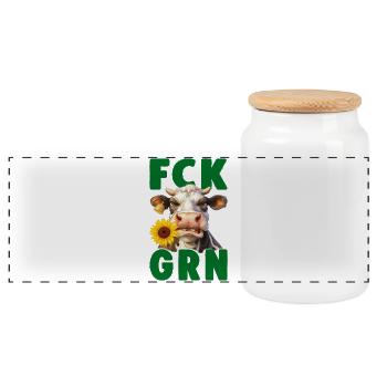 FCKGRN FCK GRN Sticker - Panorama Keksdose mit Holzdeckel - Weiß - Vorne