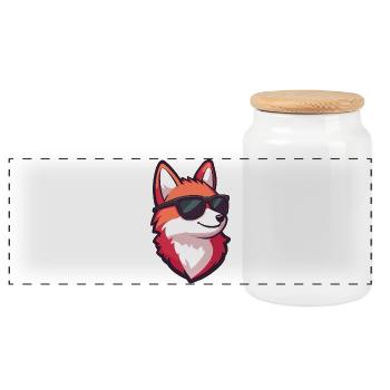 Renard avec des lunettes de soleil - Cool et décontracté - Boîte à biscuits avec couvercle en bois - blanc - Devant