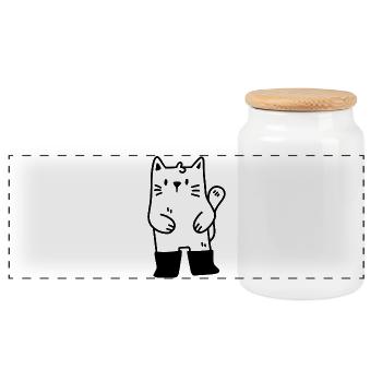 Le chat botté - Boîte à biscuits avec couvercle en bois - blanc - Devant