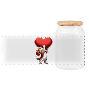 Beagle Coeur En Amour Saint Valentin - Boîte à biscuits avec couvercle en bois - blanc - Devant