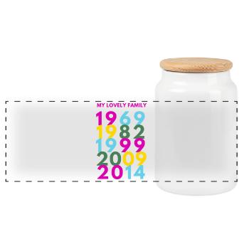my lovely family .. in years. Your family - Panoramic Cookie Jar with Wooden Lid - white - Front
