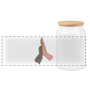 High Five Pfötchen - Beste Freunde Tierliebe - Panorama Keksdose mit Holzdeckel - Weiß - Vorne
