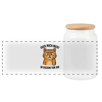 Chat avec un majeur drôle de dicton - Boîte à biscuits avec couvercle en bois - blanc - Devant