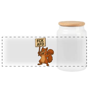 Animals are also anti-fascists! - Panoramic Cookie Jar with Wooden Lid - white - Front