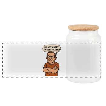 I'm not angry - I'm just focused! - Panoramic Cookie Jar with Wooden Lid - white - Front