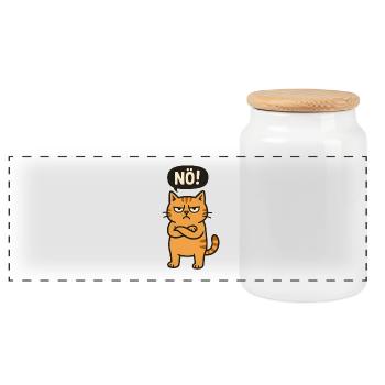 Drôle de chat avec un dicton effronté Non - Boîte à biscuits avec couvercle en bois - blanc - Devant