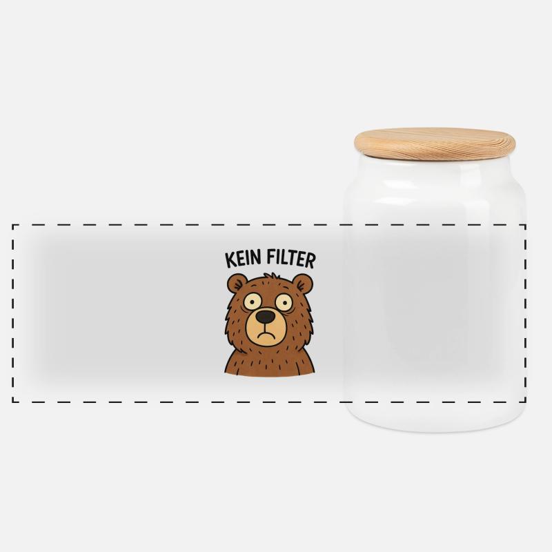 Kein Filter Bär – Echtheit - Panorama Keksdose mit Holzdeckel - Weiß