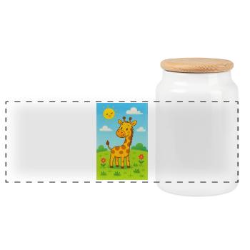Sonnige Girafe im Kinderwiese - Panorama Keksdose mit Holzdeckel - Weiß - Vorne