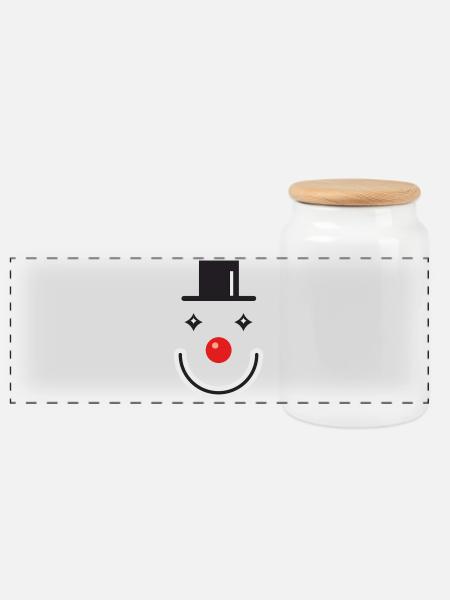 clown - Panorama Keksdose mit Holzdeckel - Weiß