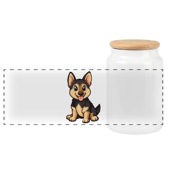 Chien de berger mignon - Boîte à biscuits avec couvercle en bois - blanc - Devant