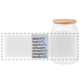 Anti AFD Design - Panorama Keksdose mit Holzdeckel - Weiß - Vorne