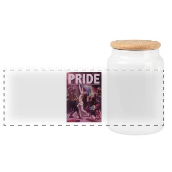 PRIDE - Panoramic Cookie Jar with Wooden Lid - white - Front