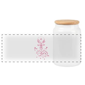 Cute doodles - Panoramic Cookie Jar with Wooden Lid - white - Front