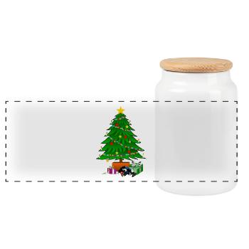 christma s378 - Panoramic Cookie Jar with Wooden Lid - white - Front