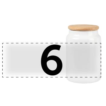 Sport Number 6 Six - Panoramic Cookie Jar with Wooden Lid - white - Front