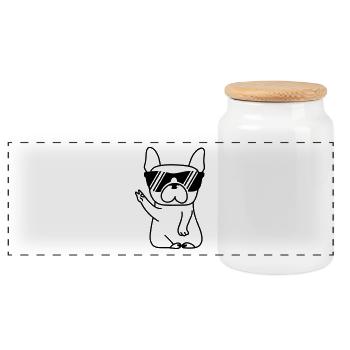 Bully Cool - Panoramic Cookie Jar with Wooden Lid - white - Front