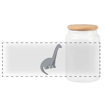 Geschenk Dinosaurier Fossil Kawaii Trex Comic Dino - Panorama Keksdose mit Holzdeckel - Weiß - Vorne