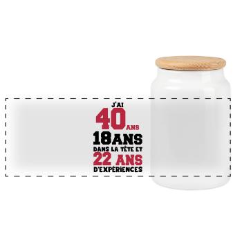 j'ai 40 ans - Boîte à biscuits avec couvercle en bois - blanc - Devant