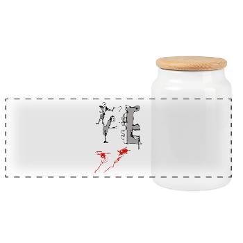 Monkey Dance - Panoramic Cookie Jar with Wooden Lid - white - Front