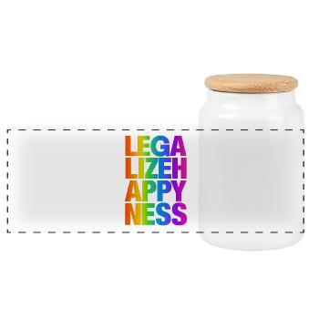 cooles Legilze Happiness T-Shirt Spruch - Panorama Keksdose mit Holzdeckel - Weiß - Vorne