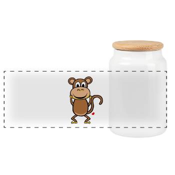 I Love Monkey - Weiß Inschrift - Panorama Keksdose mit Holzdeckel - Weiß - Vorne