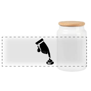 boss blak - Panoramic Cookie Jar with Wooden Lid - white - Front