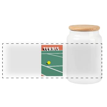 Minimalistisches Tennis Spielfeld Sport - Panorama Keksdose mit Holzdeckel - Weiß - Vorne