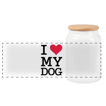 I Love My Dog - Panorama Keksdose mit Holzdeckel - Weiß - Vorne