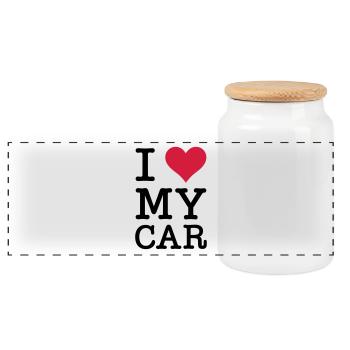 I Love My Car - Panorama Keksdose mit Holzdeckel - Weiß - Vorne